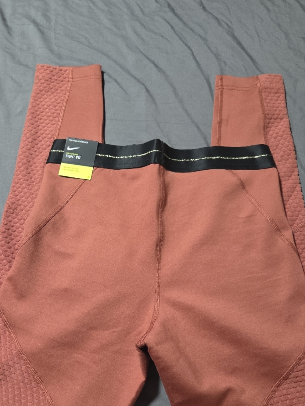 Nike Rust Salmon Leggings with Gold Swoosh - Picture 6 of 6